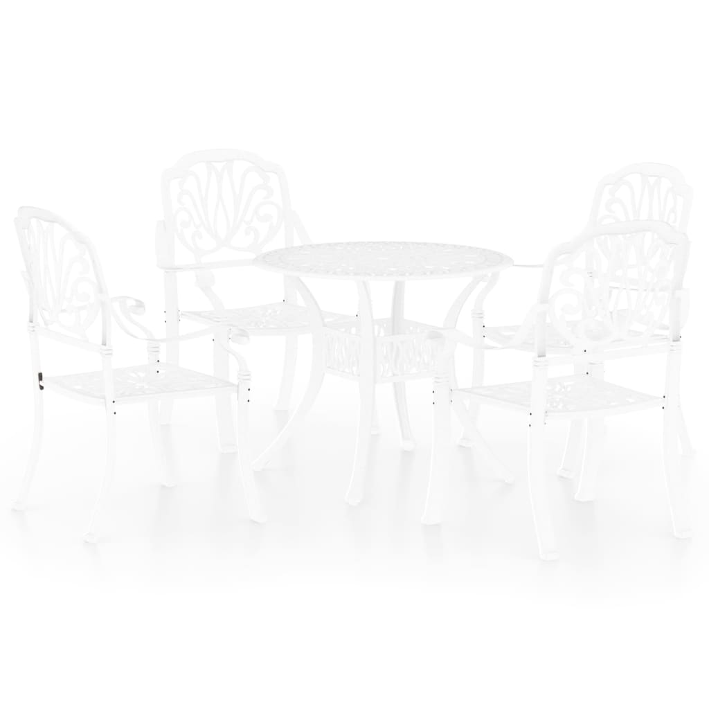 5 Piece Bistro Set Cast Aluminium White - Newstart Furniture