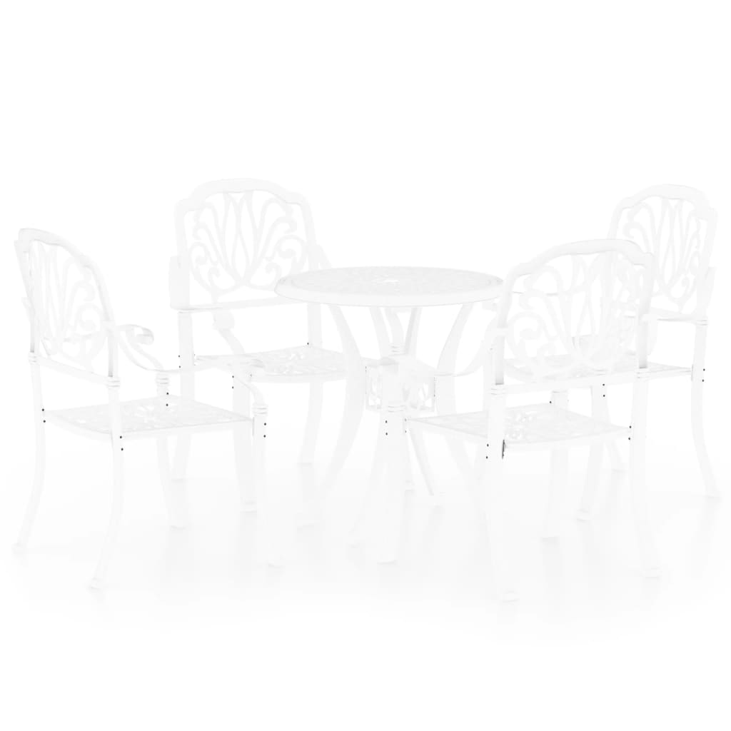 5 Piece Bistro Set Cast Aluminium White - Newstart Furniture