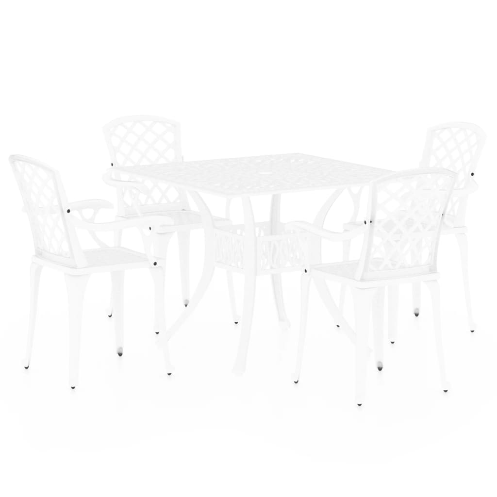 5 Piece Bistro Set Cast Aluminium White - Newstart Furniture