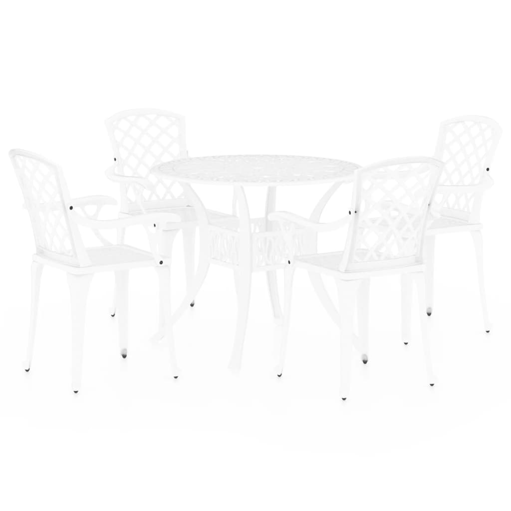 5 Piece Bistro Set Cast Aluminium White - Newstart Furniture