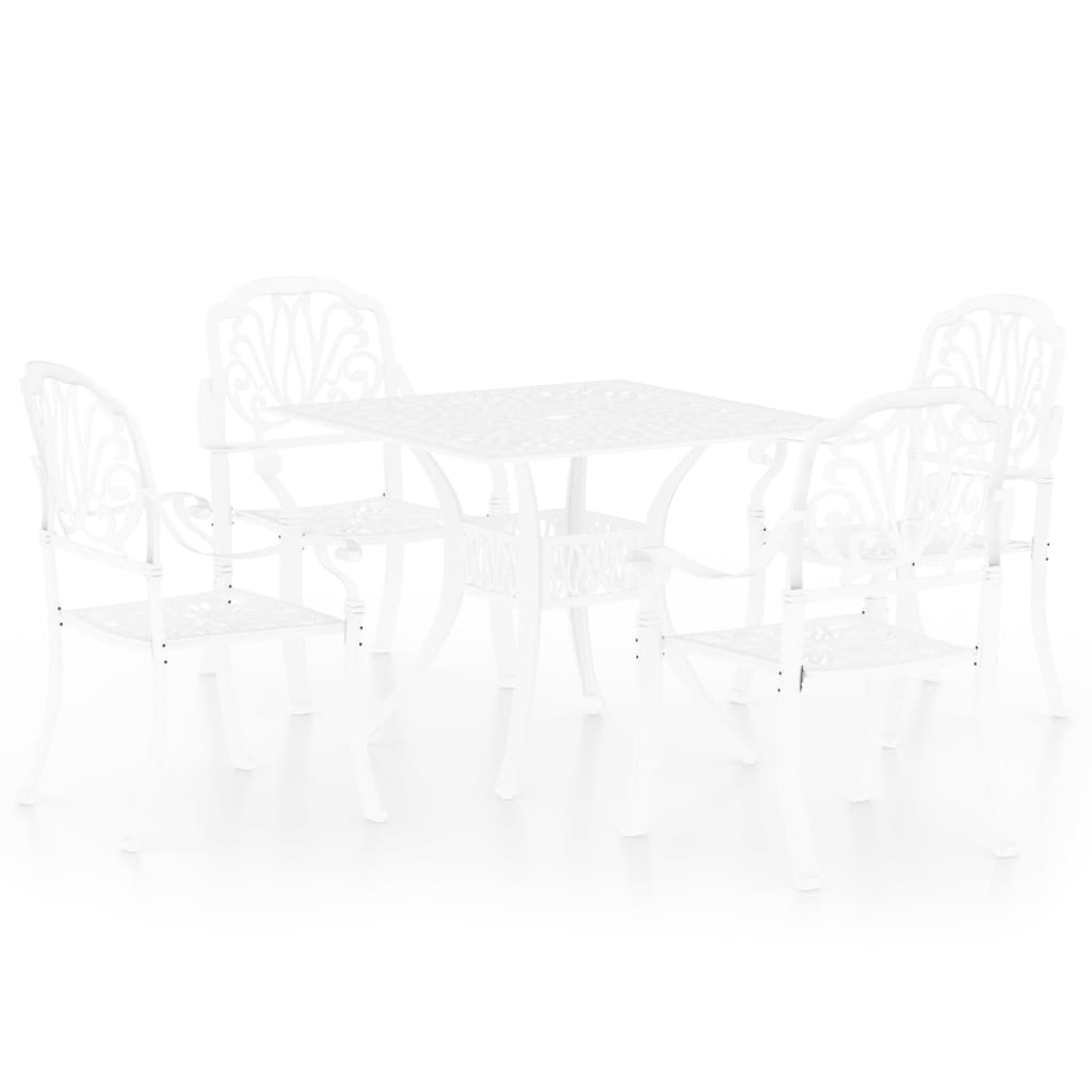 5 Piece Bistro Set Cast Aluminium White - Newstart Furniture