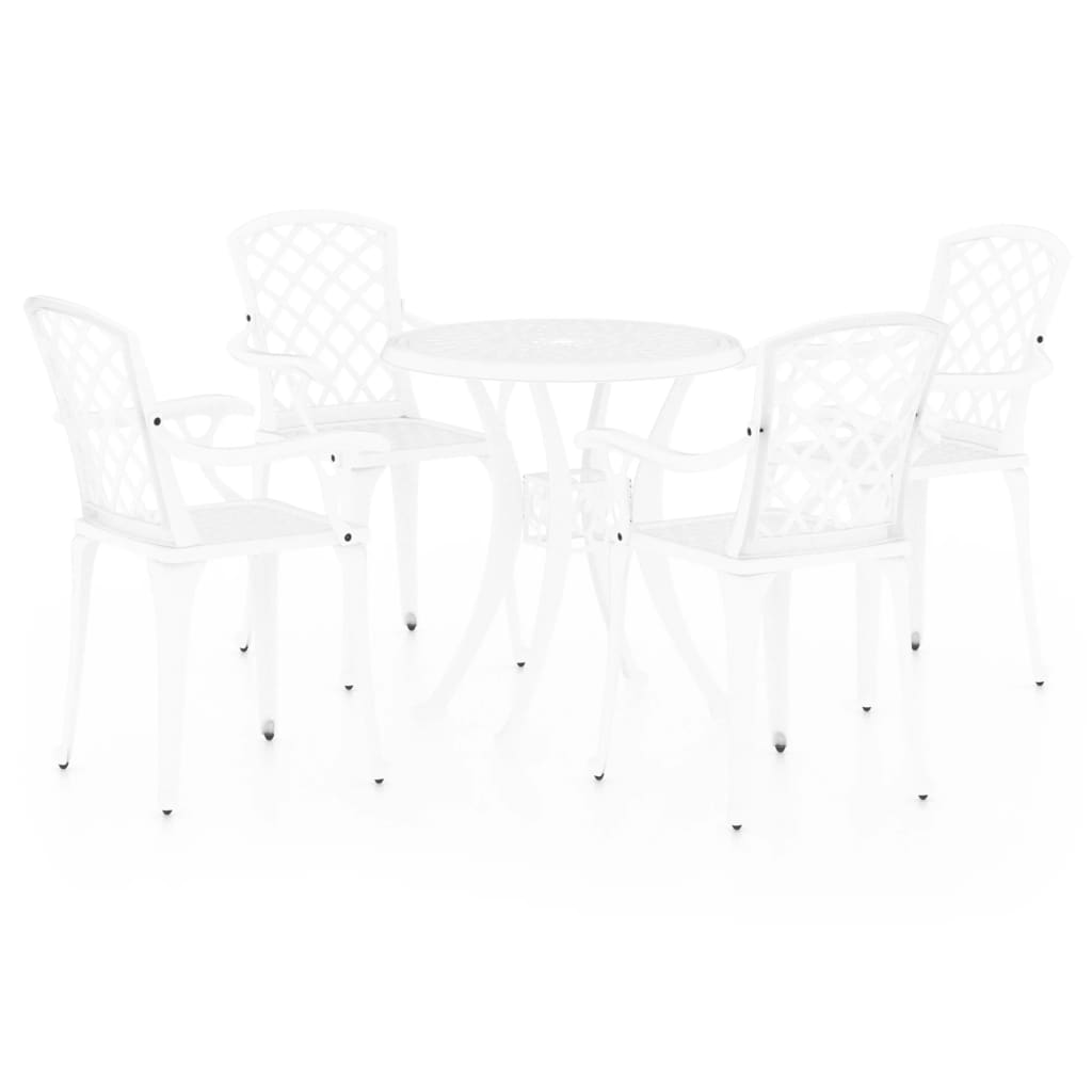 5 Piece Bistro Set Cast Aluminium White - Newstart Furniture