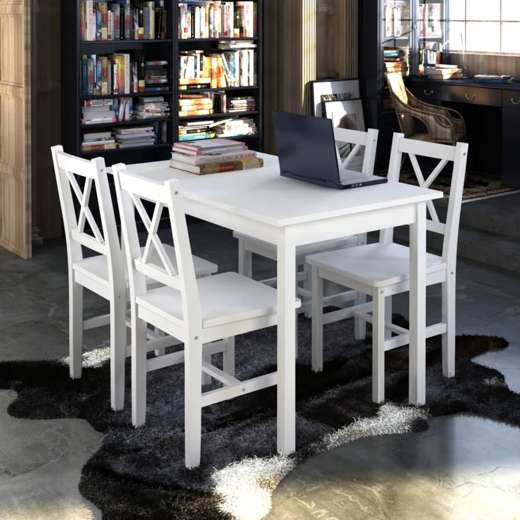 5 Piece Dining Set White - Newstart Furniture