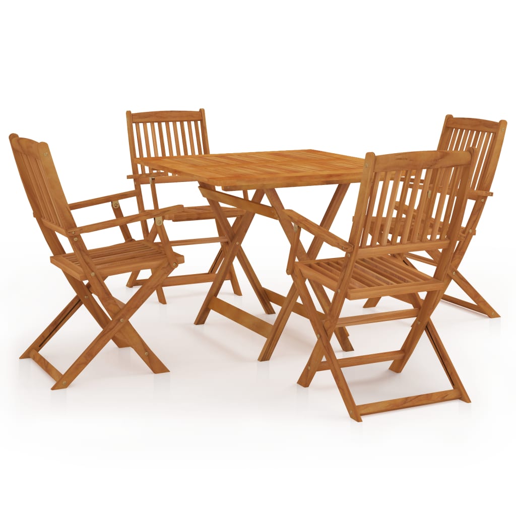 5 Piece Folding Garden Dining Set Solid Acacia Wood - Newstart Furniture