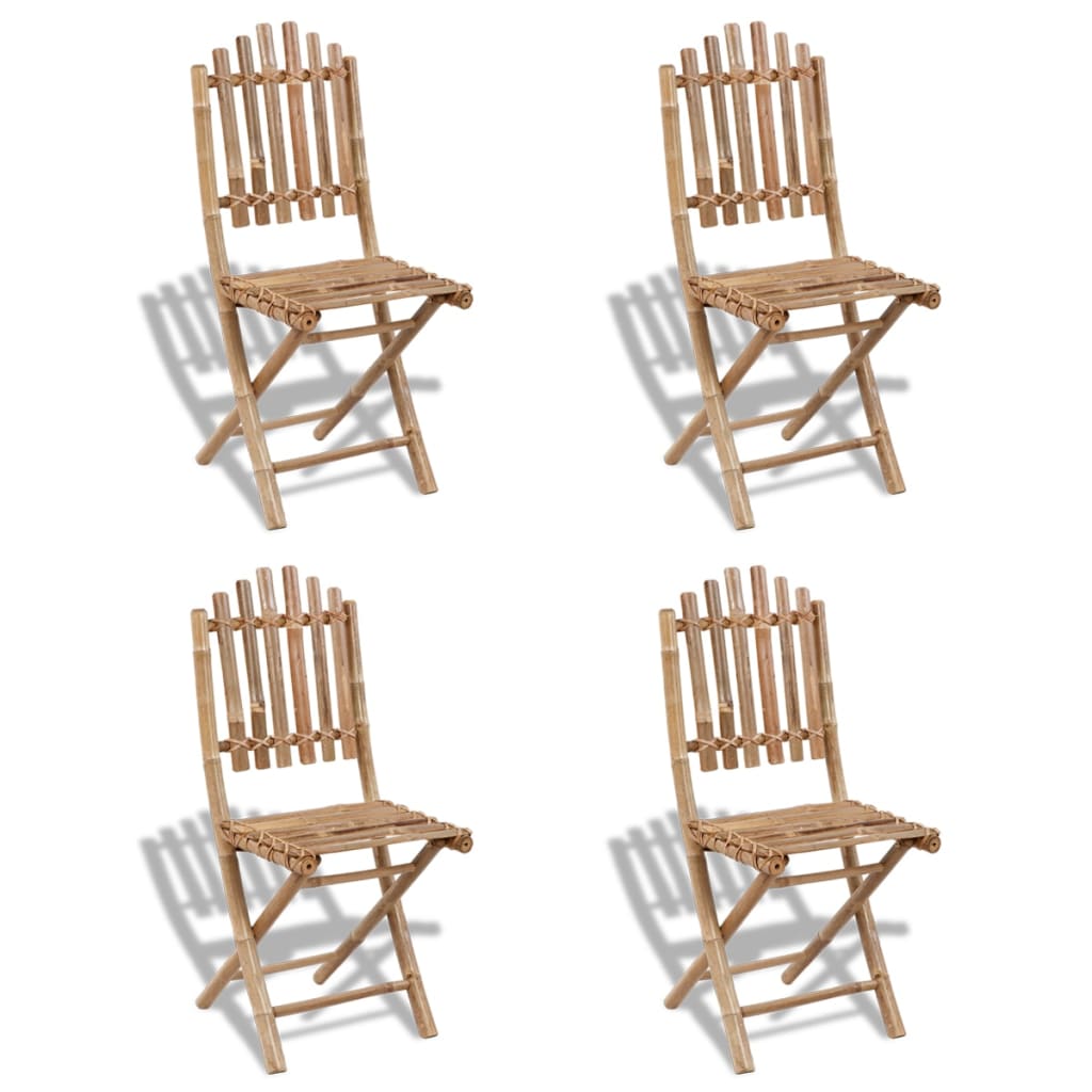 5 Piece Folding Outdoor Dining Set Bamboo - Newstart Furniture