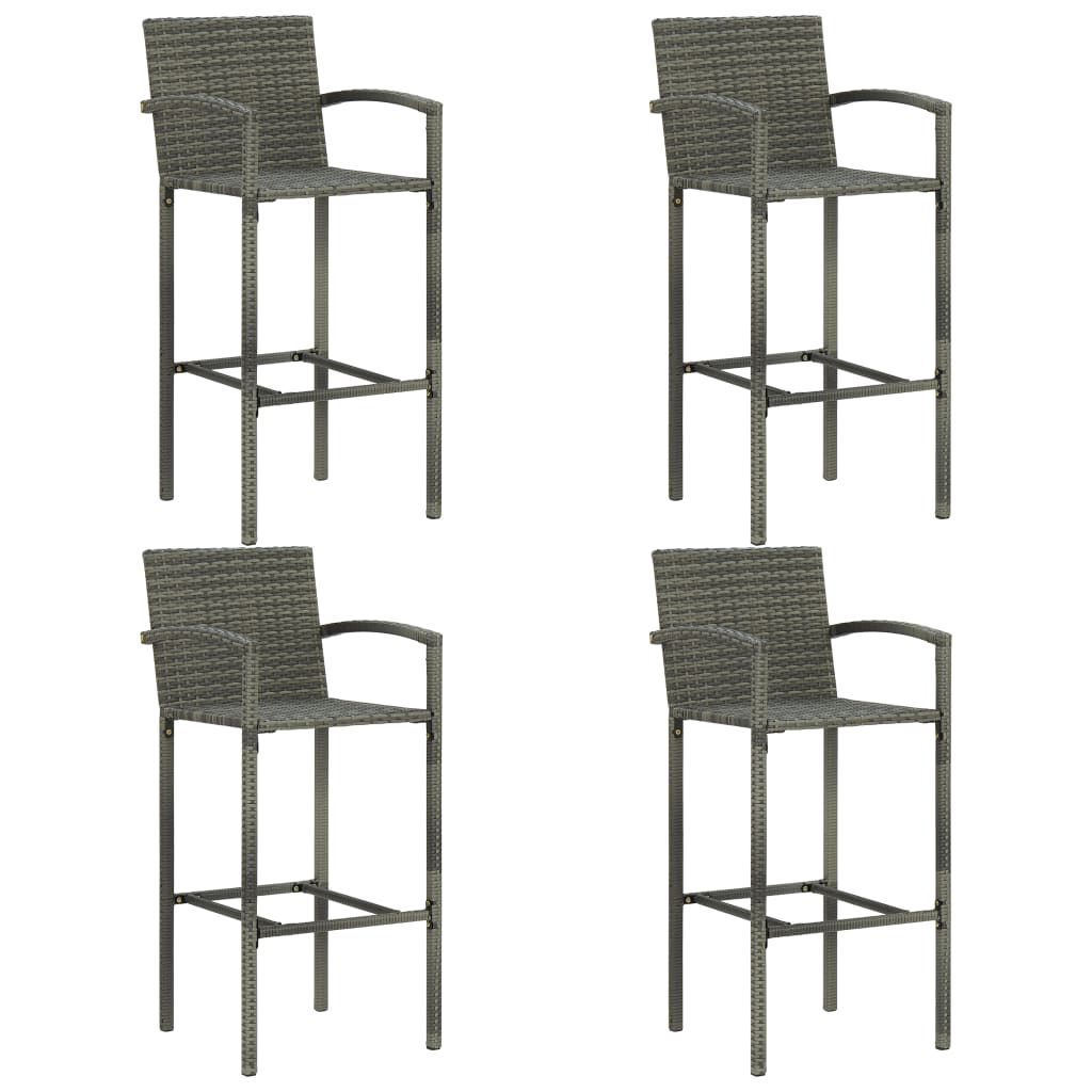 5 Piece Garden Bar Poly Rattan Grey - Newstart Furniture