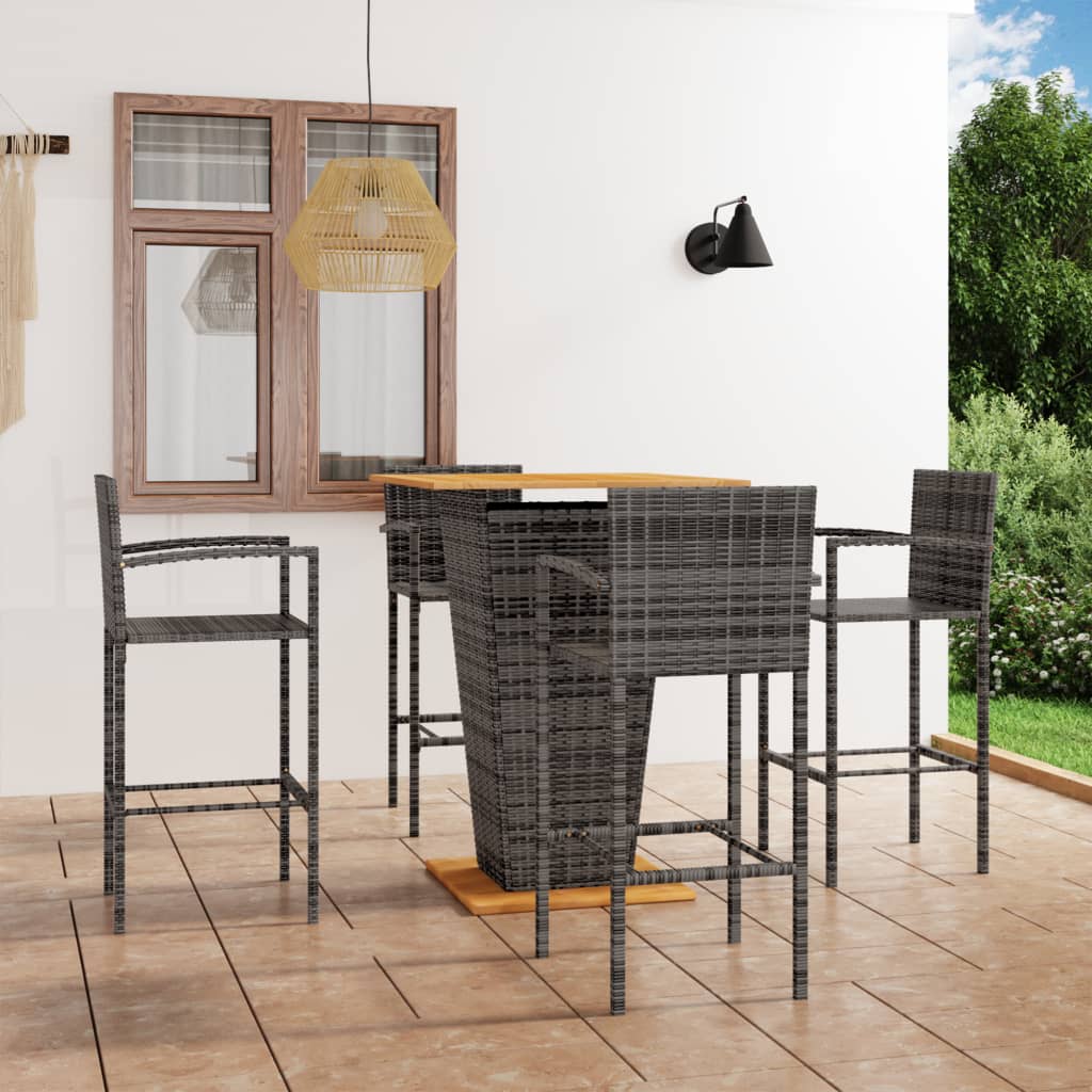 5 Piece Garden Bar Set Grey - Newstart Furniture