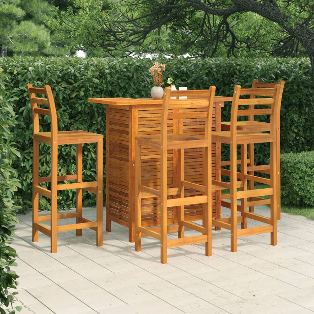 5 Piece Garden Bar Set Solid Wood Acacia - Newstart Furniture