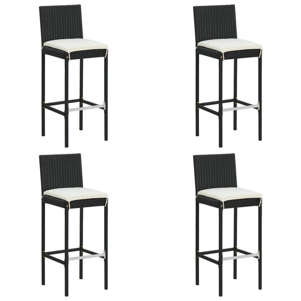 5 Piece Garden Bar Set with Cushions Black - Newstart Furniture