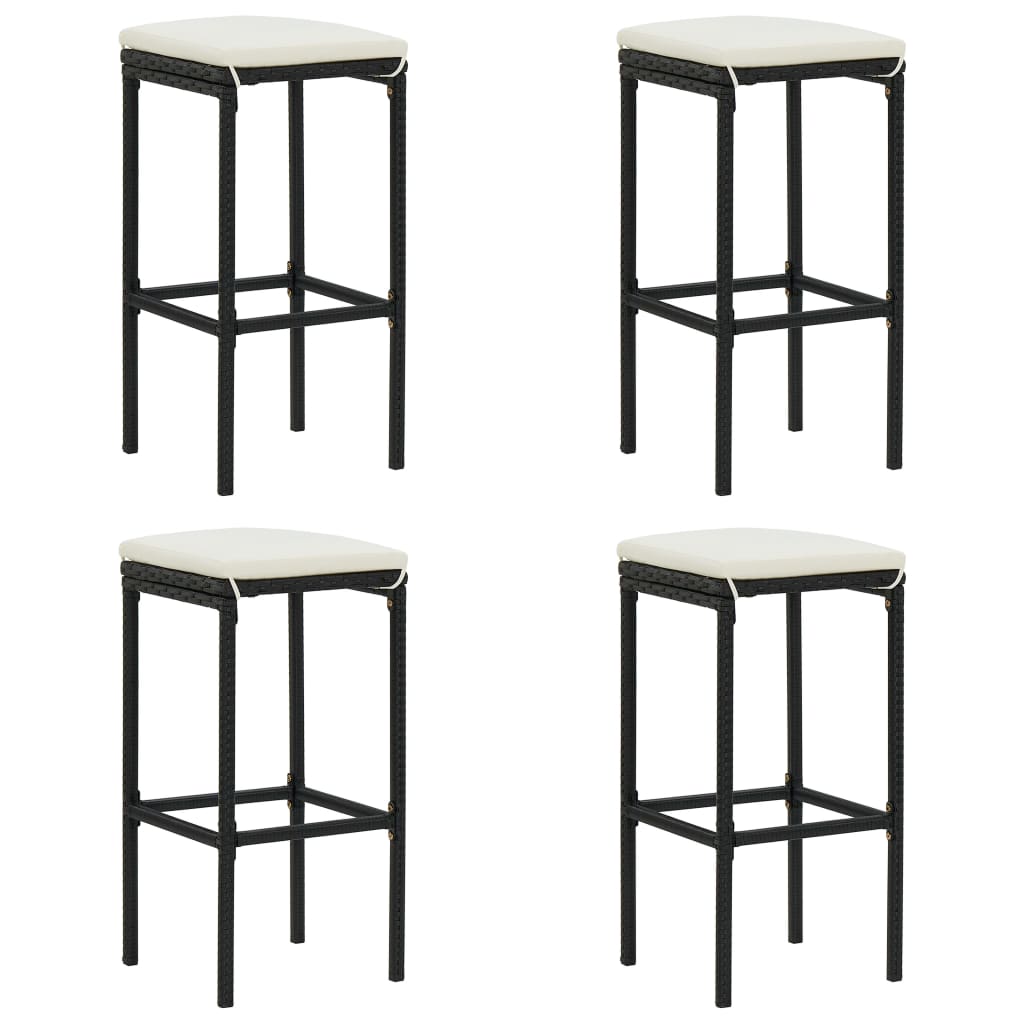 5 Piece Garden Bar Set with Cushions Black - Newstart Furniture