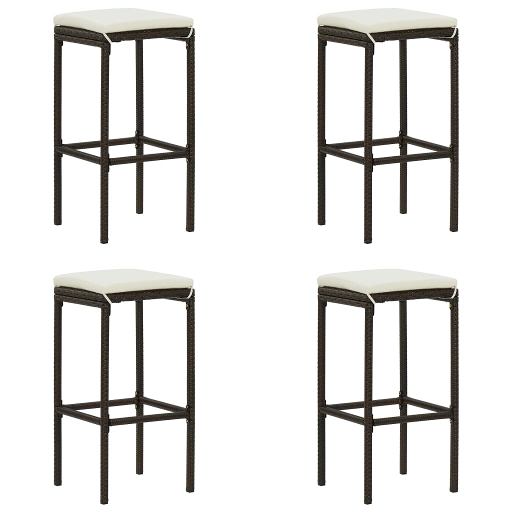 5 Piece Garden Bar Set with Cushions Brown - Newstart Furniture