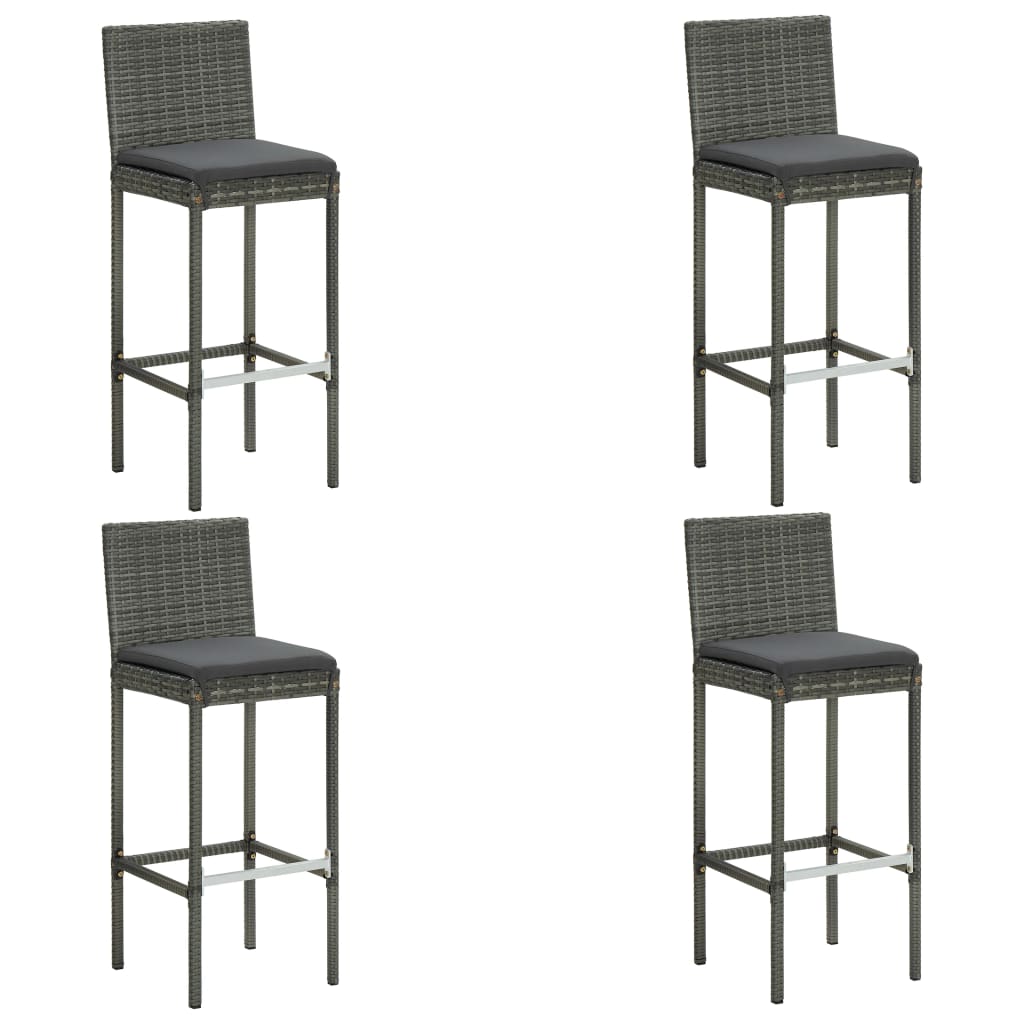 5 Piece Garden Bar Set with Cushions Poly Rattan Grey - Newstart Furniture