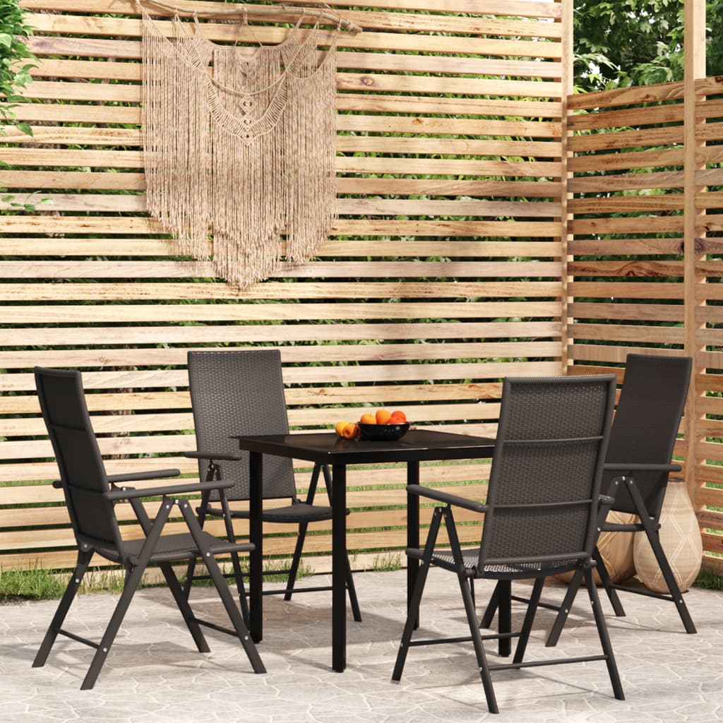 5 Piece Garden Dining Set Black - Newstart Furniture