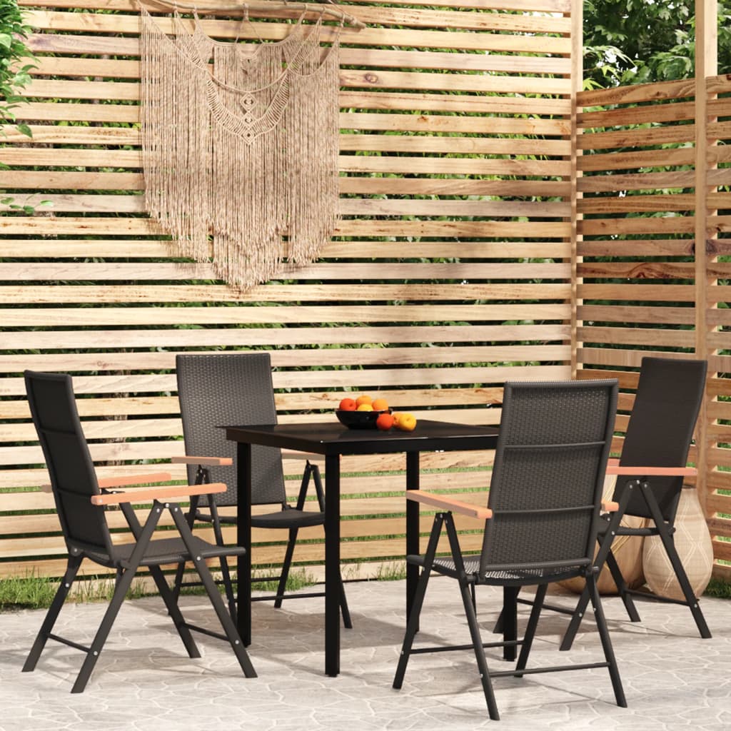 5 Piece Garden Dining Set Black - Newstart Furniture