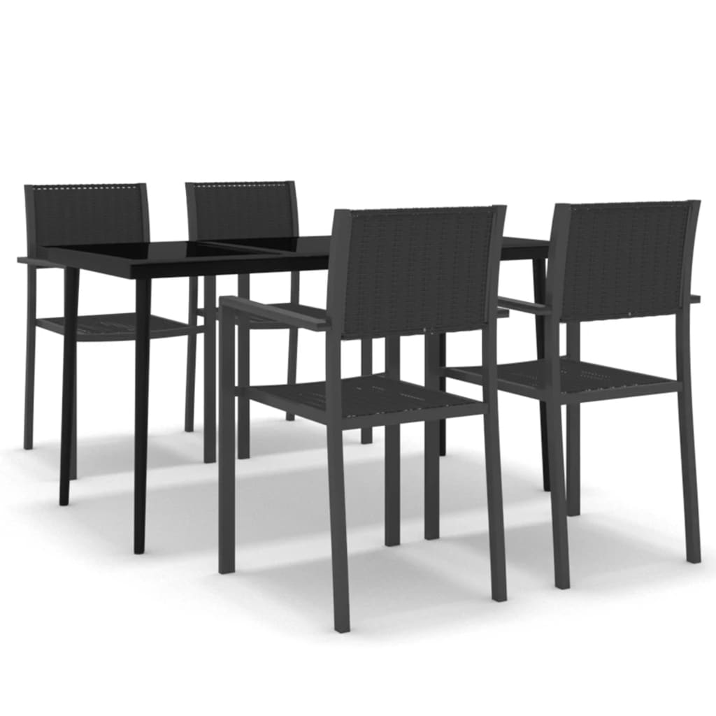 5 Piece Garden Dining Set Black - Newstart Furniture