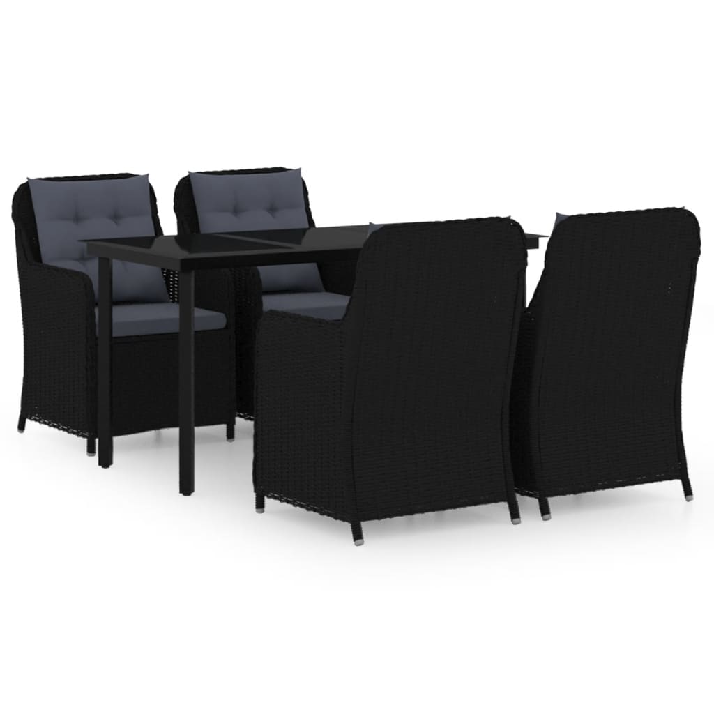 5 Piece Garden Dining Set Black - Newstart Furniture