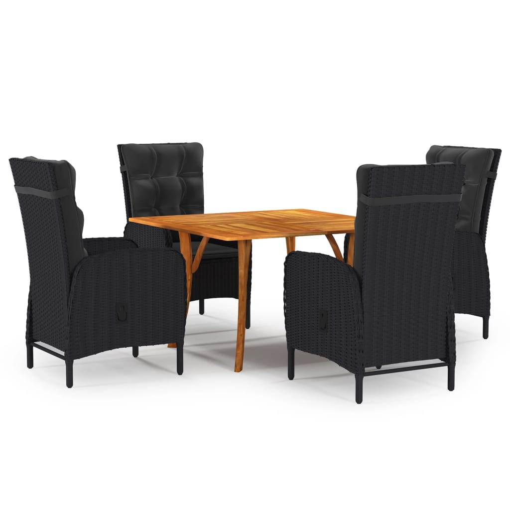 5 Piece Garden Dining Set Black - Newstart Furniture