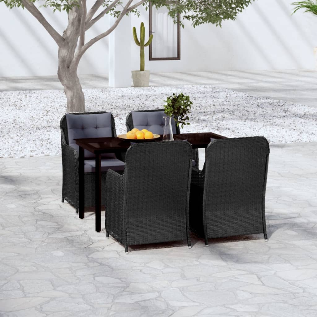 5 Piece Garden Dining Set Black - Newstart Furniture