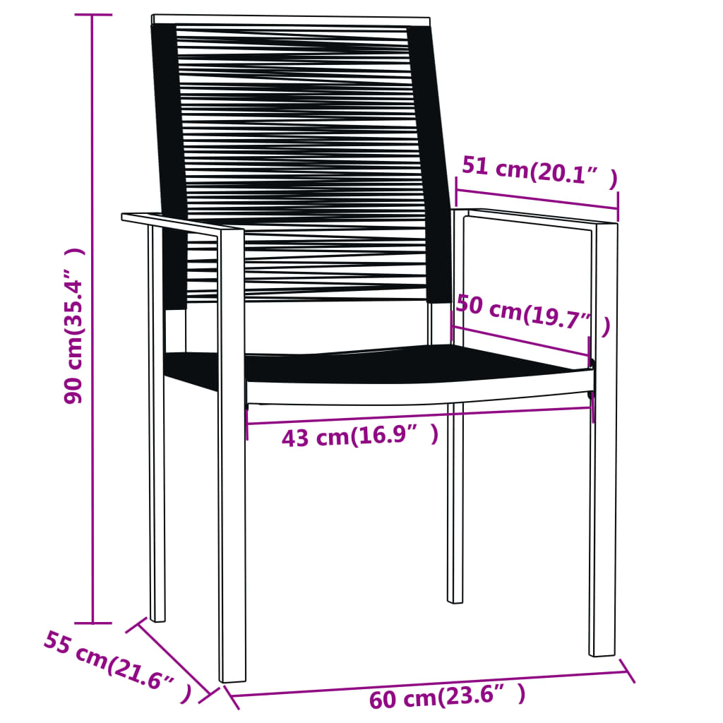 5 Piece Garden Dining Set Black - Newstart Furniture