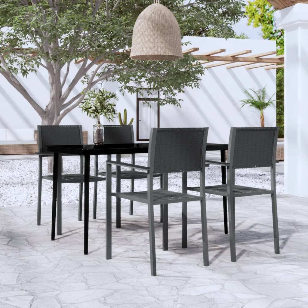 5 Piece Garden Dining Set Black - Newstart Furniture