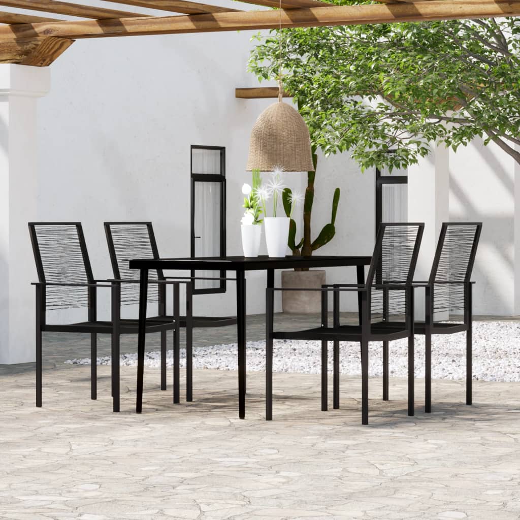 5 Piece Garden Dining Set Black - Newstart Furniture