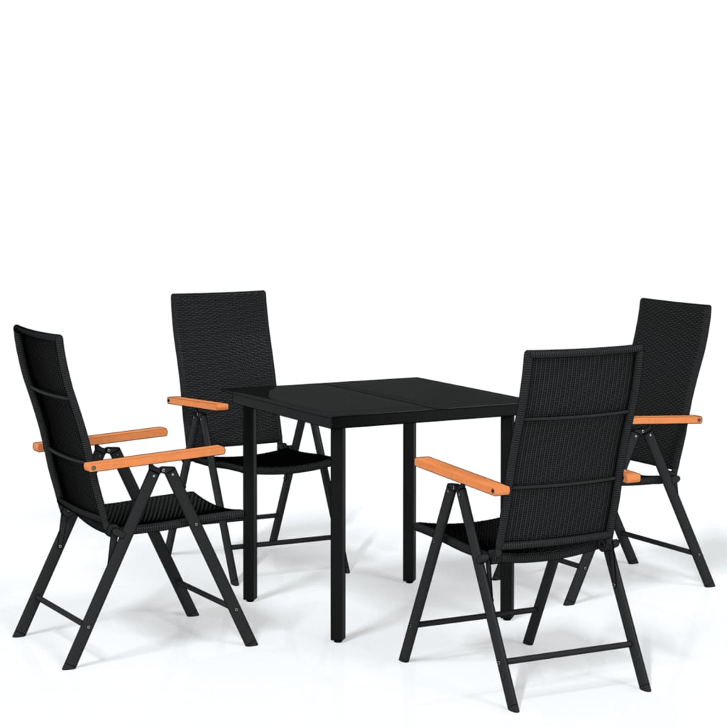 5 Piece Garden Dining Set Black - Newstart Furniture