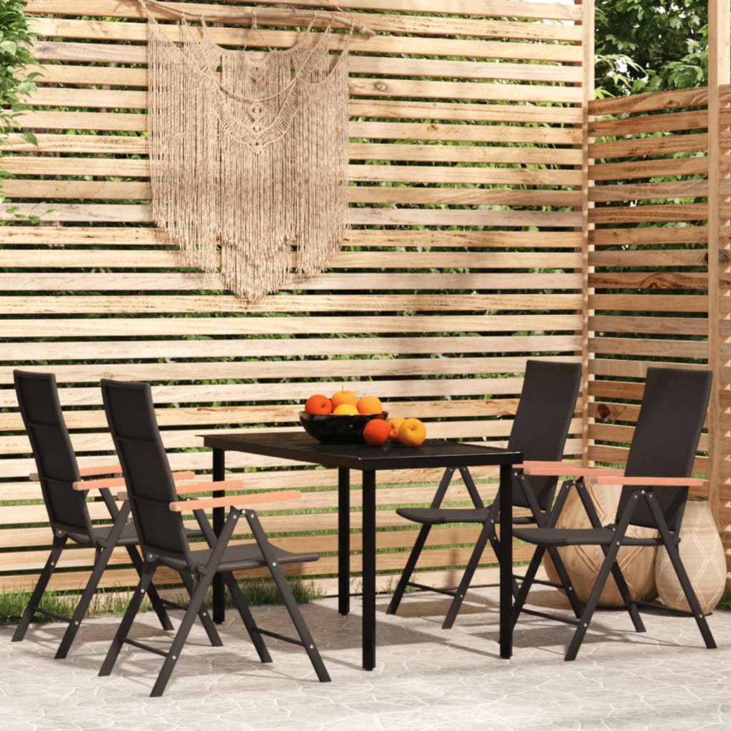 5 Piece Garden Dining Set Black - Newstart Furniture