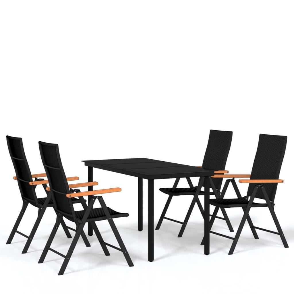 5 Piece Garden Dining Set Black - Newstart Furniture