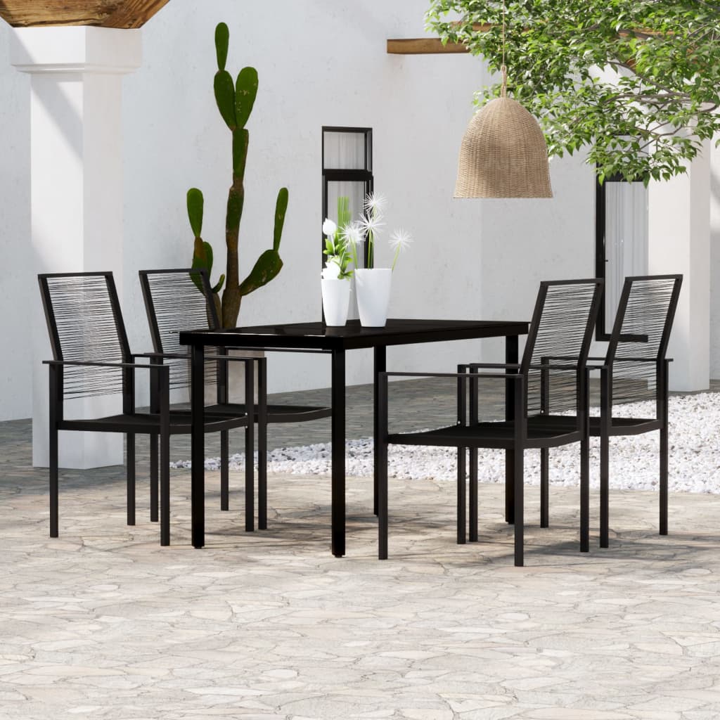 5 Piece Garden Dining Set Black - Newstart Furniture