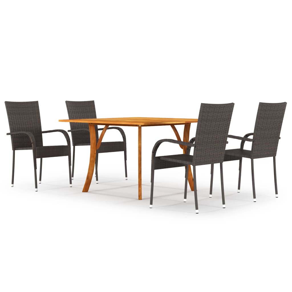 5 Piece Garden Dining Set Brown - Newstart Furniture