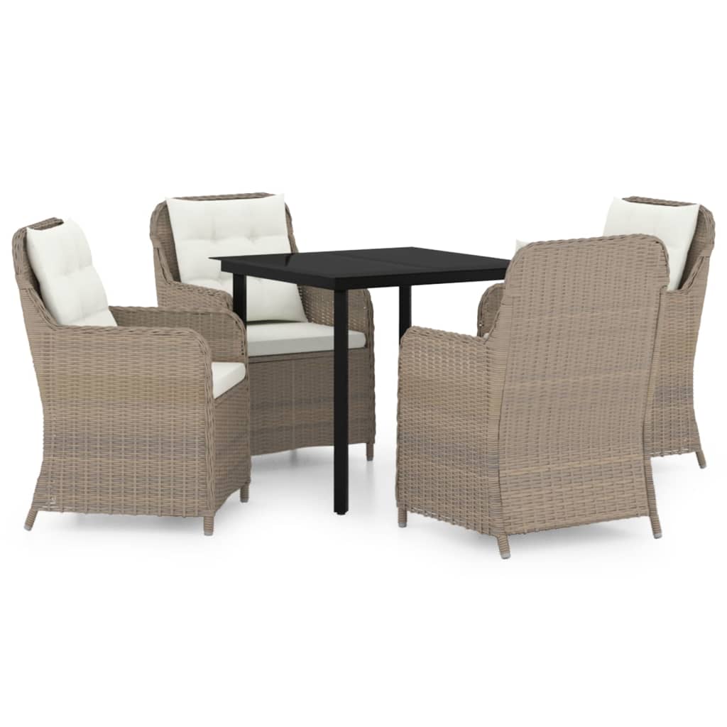 5 Piece Garden Dining Set Brown - Newstart Furniture