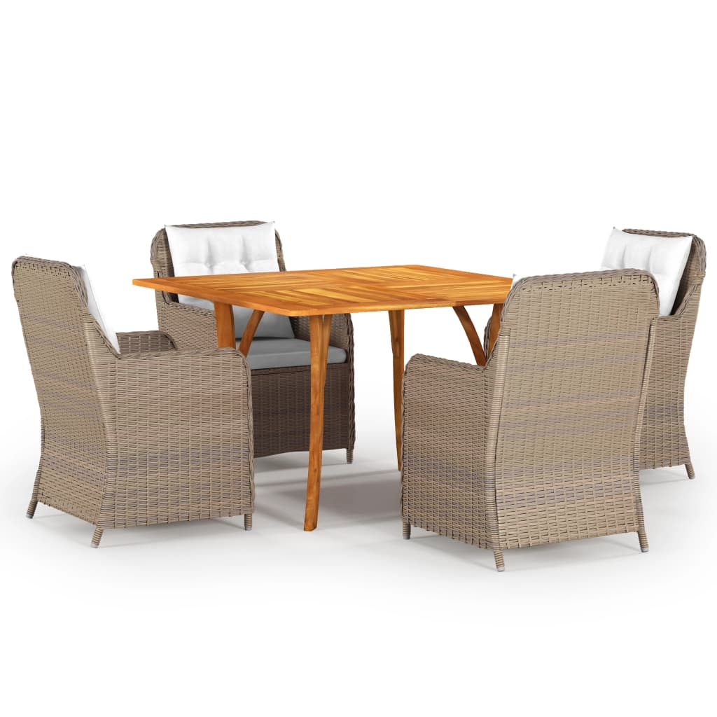 5 Piece Garden Dining Set Brown - Newstart Furniture