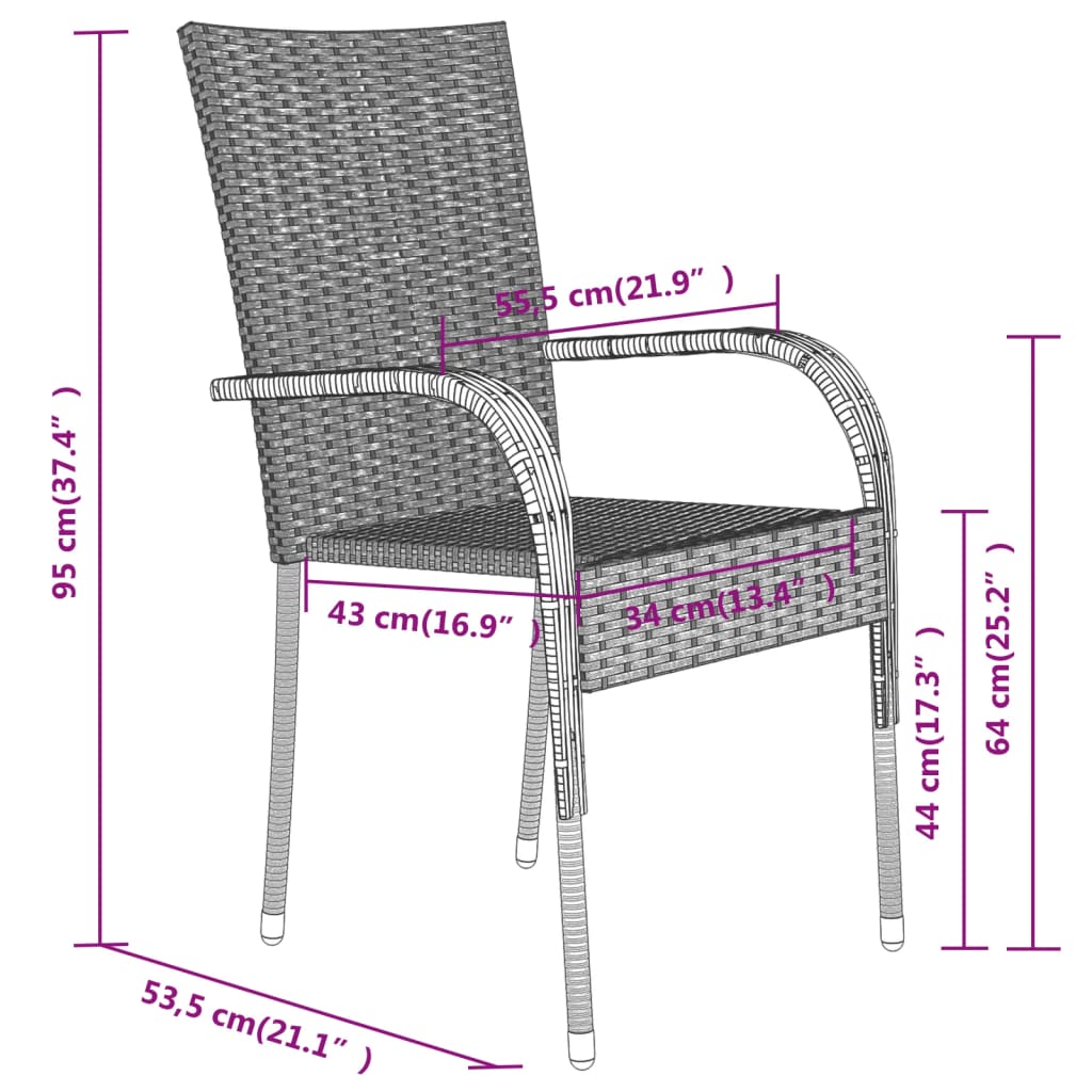 5 Piece Garden Dining Set Grey and Black - Newstart Furniture