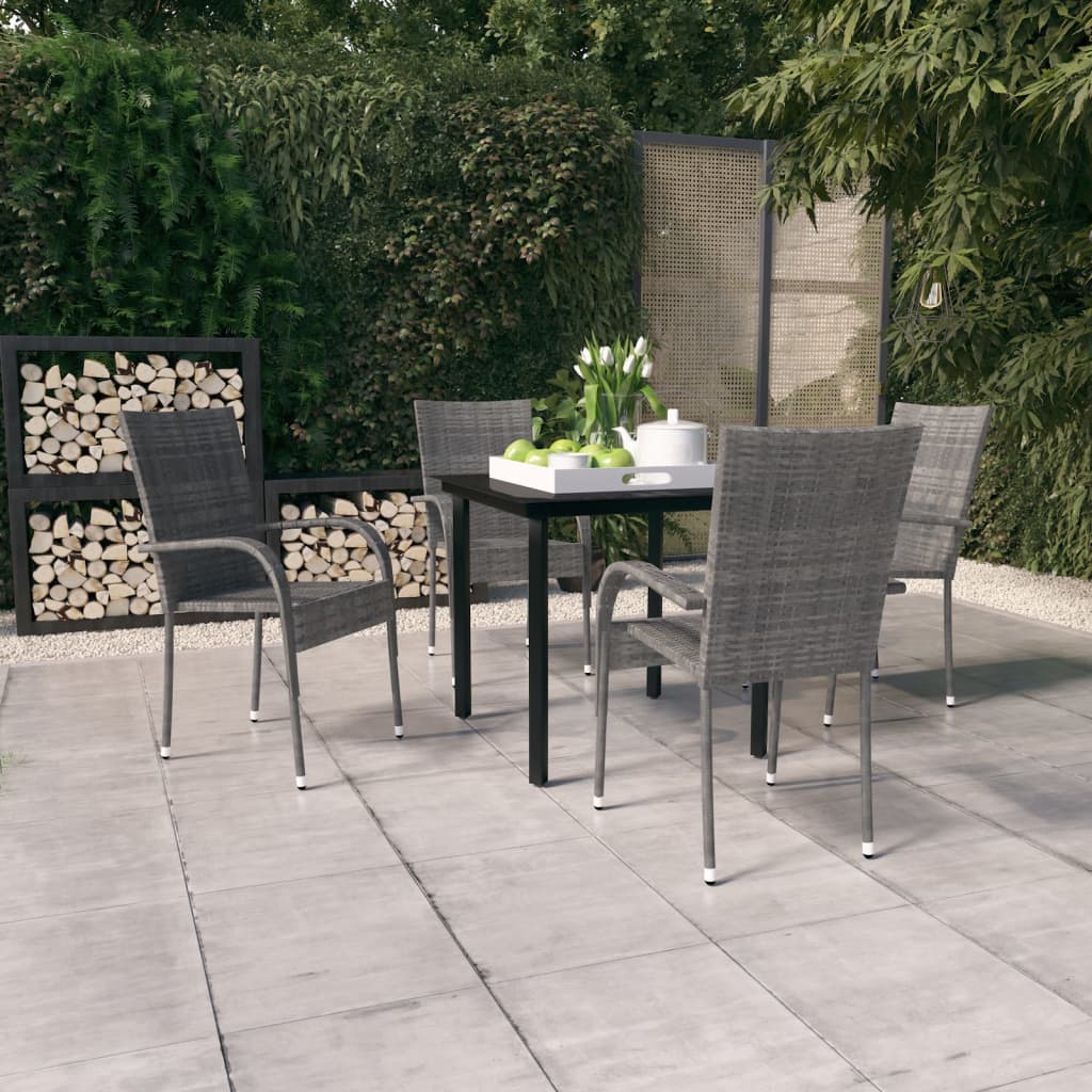 5 Piece Garden Dining Set Grey and Black - Newstart Furniture