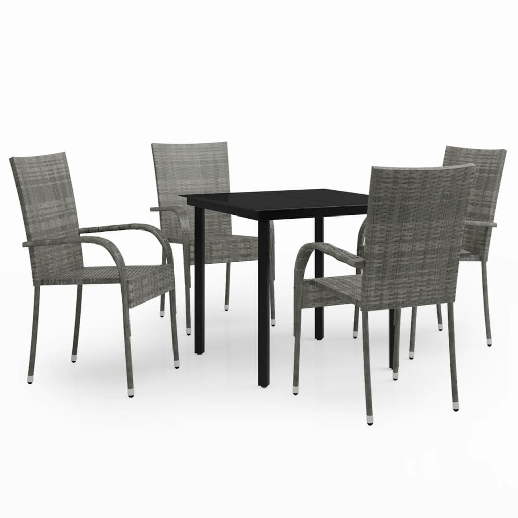 5 Piece Garden Dining Set Grey and Black - Newstart Furniture