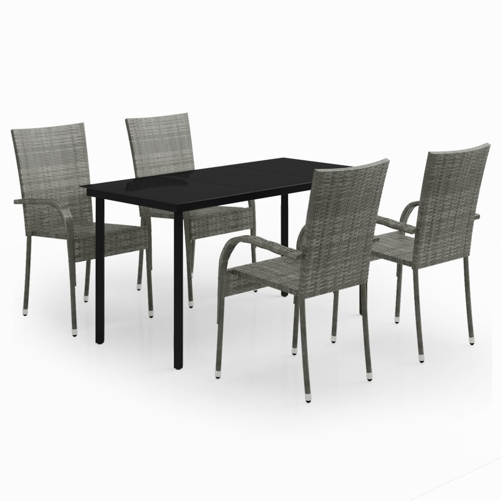 5 Piece Garden Dining Set Grey and Black - Newstart Furniture