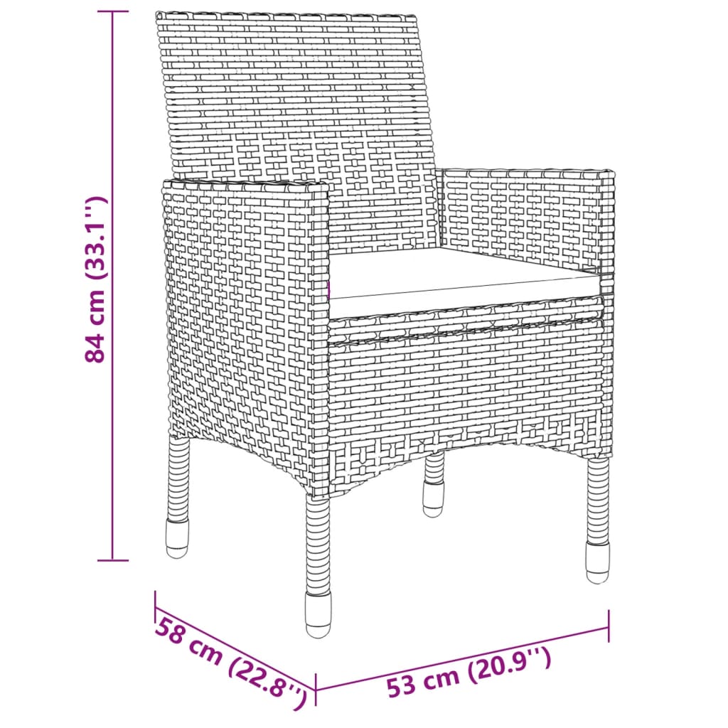 5 Piece Garden Dining Set Poly Rattan and Tempered Glass Grey - Newstart Furniture