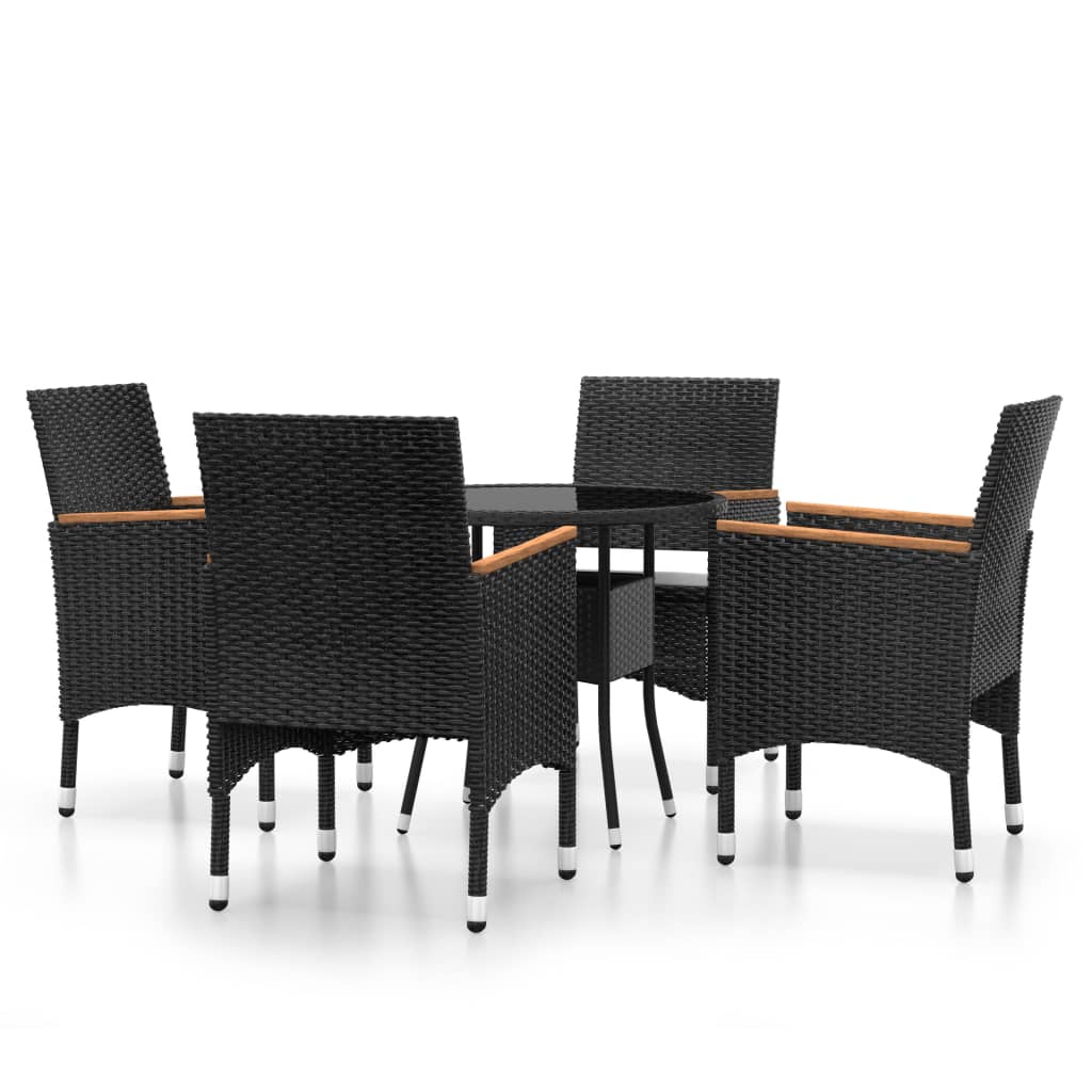 5 Piece Garden Dining Set Poly Rattan Black - Newstart Furniture