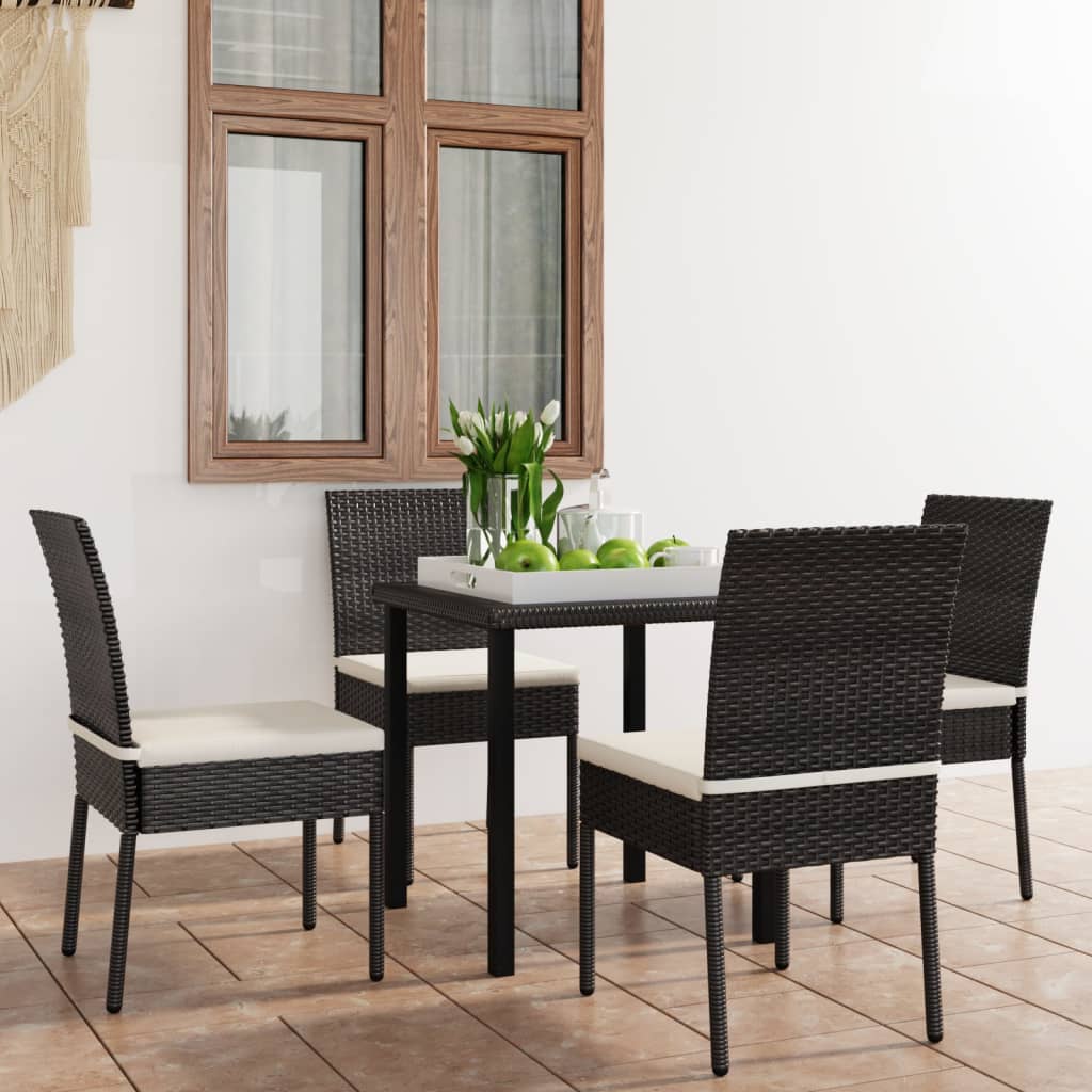 5 Piece Garden Dining Set Poly Rattan Black - Newstart Furniture