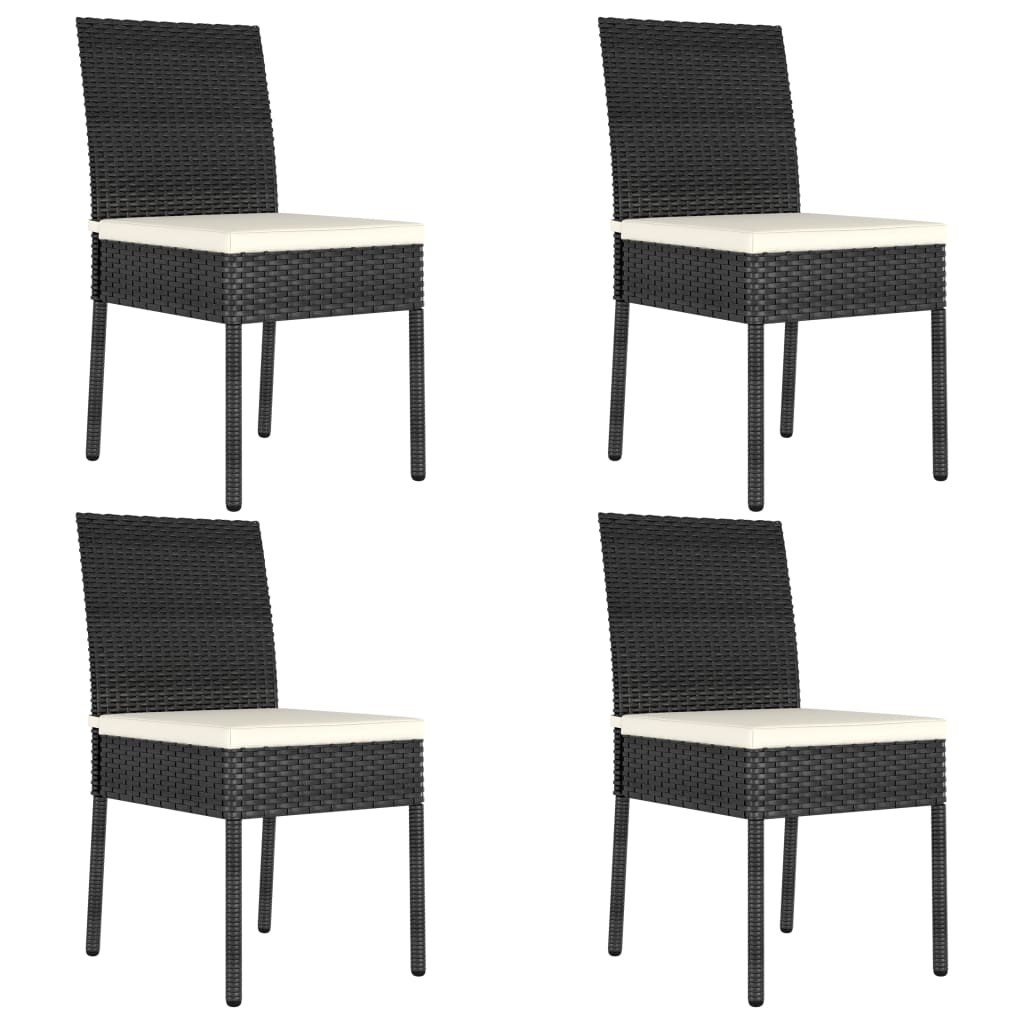 5 Piece Garden Dining Set Poly Rattan Black - Newstart Furniture