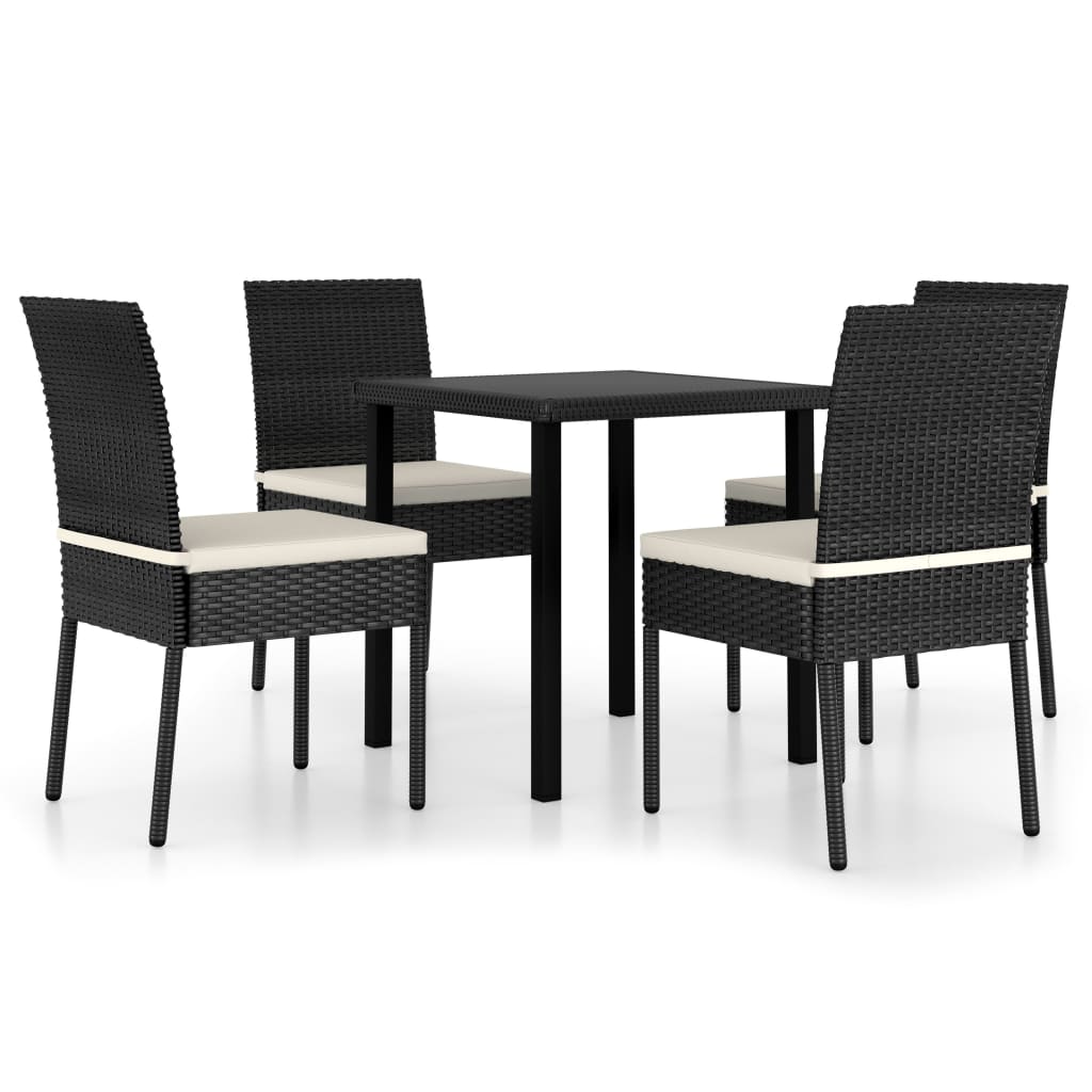 5 Piece Garden Dining Set Poly Rattan Black - Newstart Furniture