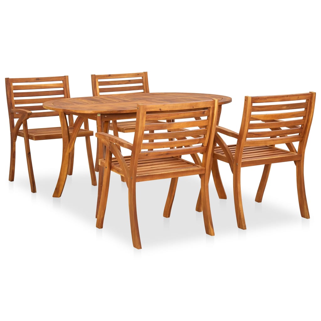 5 Piece Garden Dining Set Solid Acacia Wood - Newstart Furniture