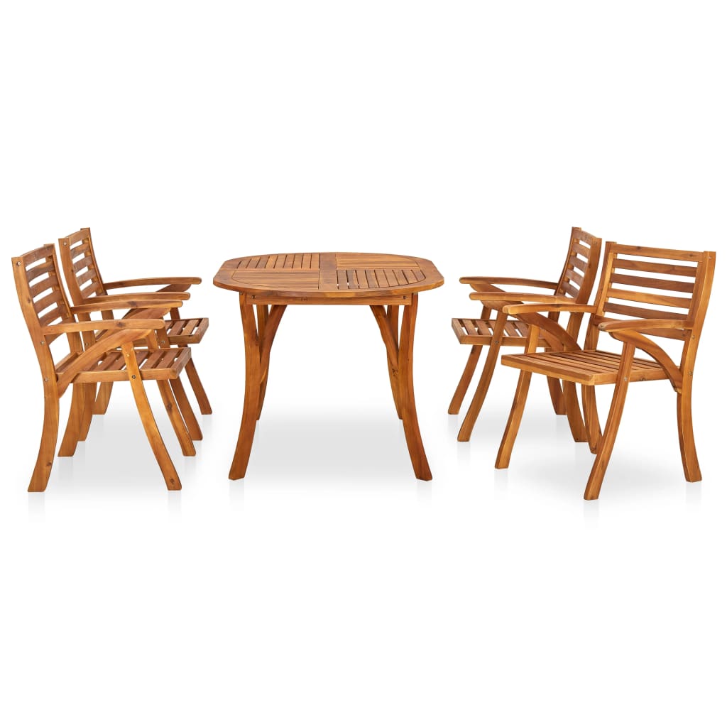 5 Piece Garden Dining Set Solid Acacia Wood - Newstart Furniture