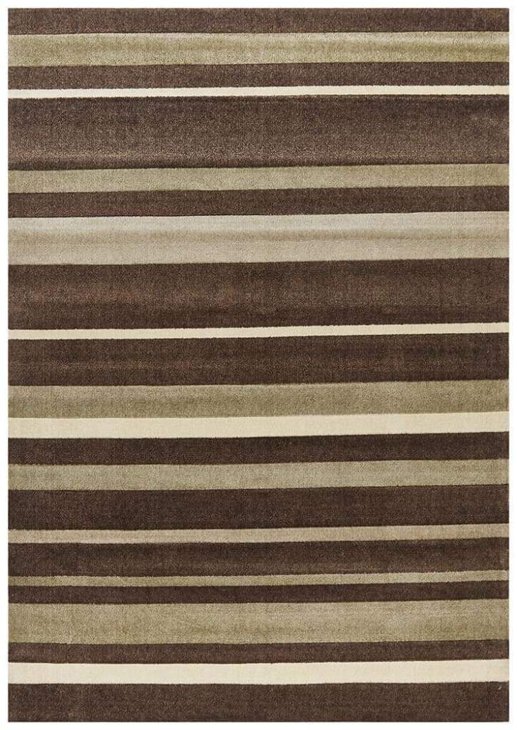 City Stylish Stripe Floor Rug Brown Beige - Newstart Furniture