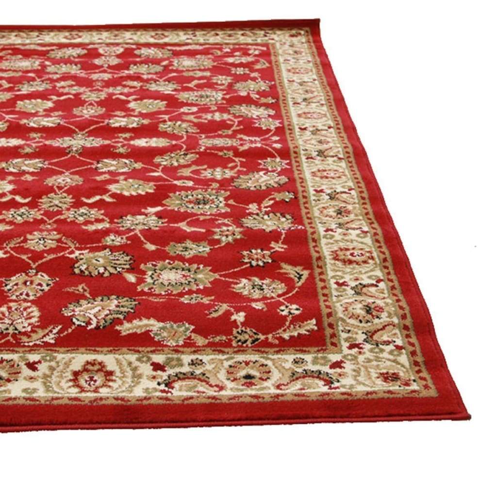 Istanbul Collection Traditional Floral Pattern Red Floor Rug - Newstart Furniture