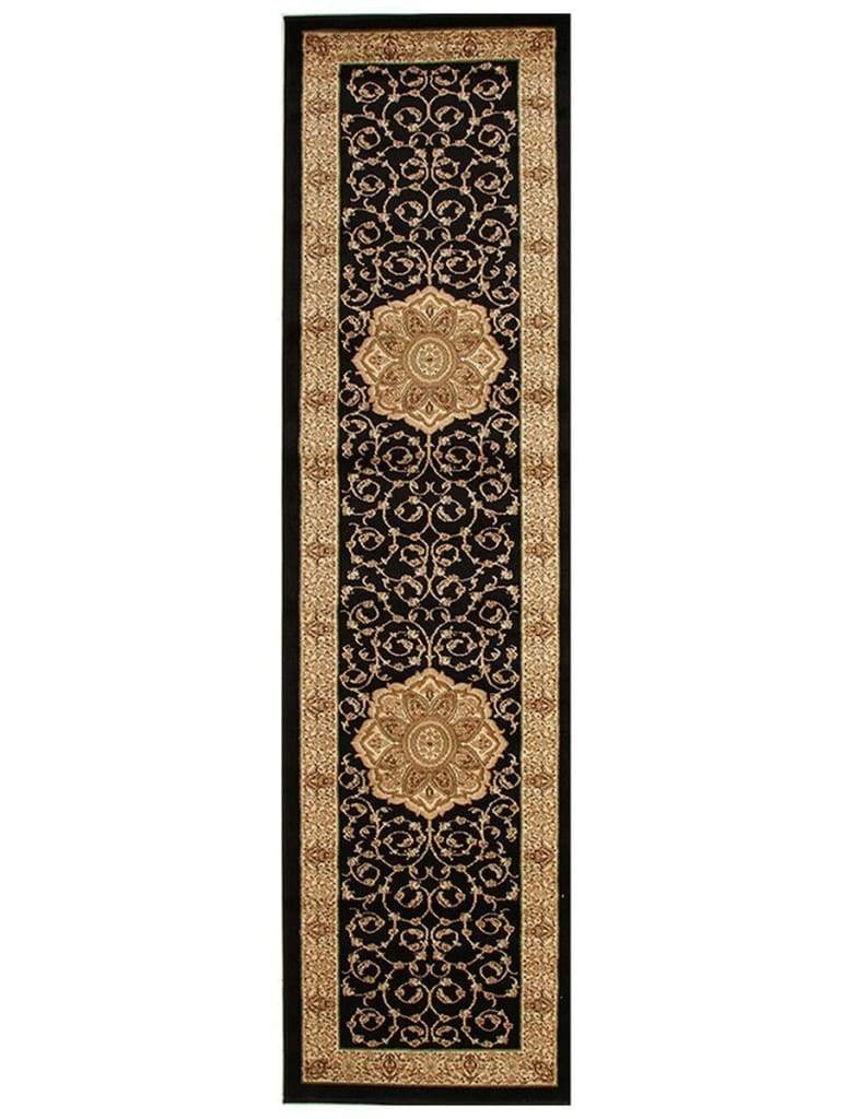 Istanbul Collection Medallion Classic Pattern Black Floor Rug - Newstart Furniture