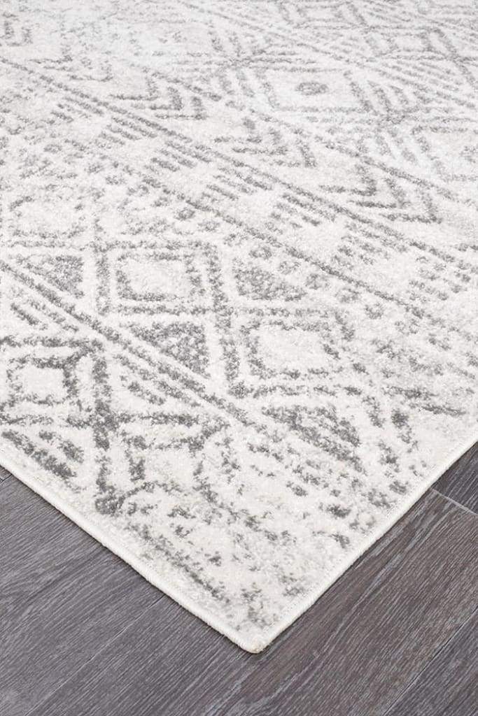 Oasis Ismail White Grey Rustic Floor  Rug - Newstart Furniture