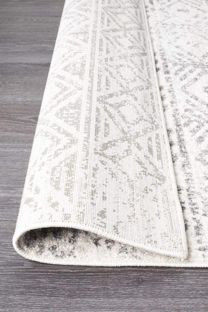 Oasis Ismail White Grey Rustic Floor  Rug - Newstart Furniture