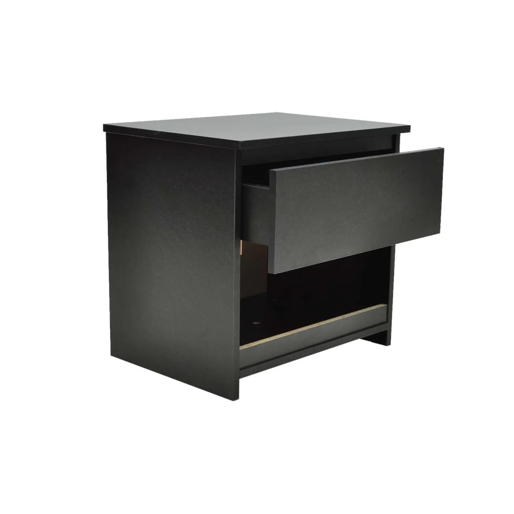 Nightstand with One-Drawer Black 2 pcs - Newstart Furniture