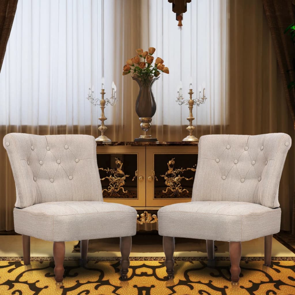 French Chairs 2 pcs Cream Fabric - Newstart Furniture